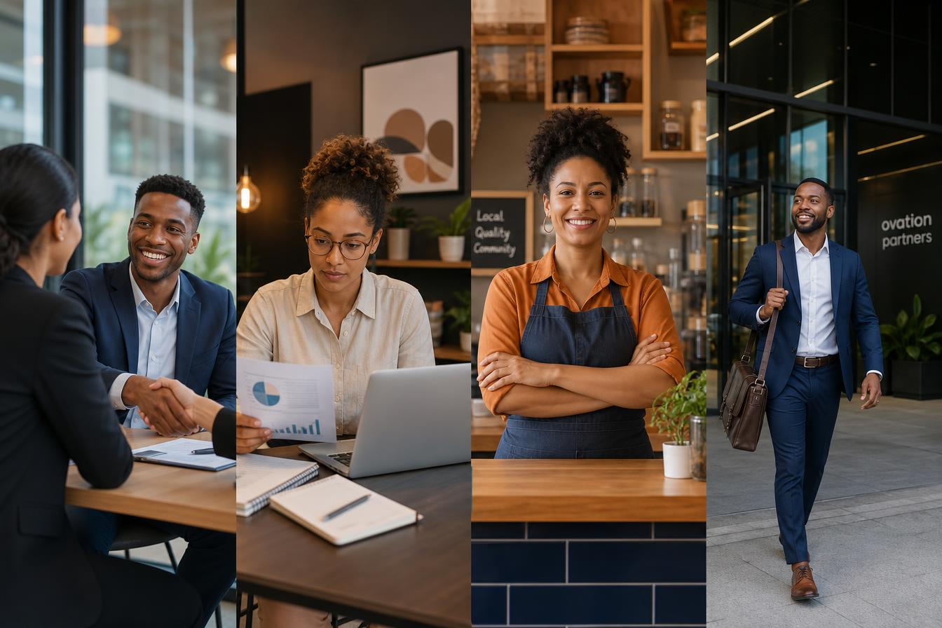 Diverse job seekers and entrepreneurs starting careers and businesses